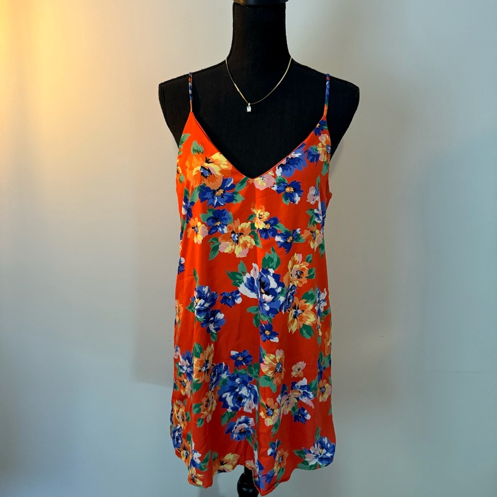 Lulu’s | Love Is Here To Stay Red Orange Floral Print Shift Dress